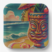 ヴィンテージトロピカルティキアンブレラドリンクルアウ（ハワイ式宴会）パーティー ペーパープレート (正面)