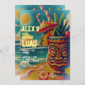 ヴィンテージトロピカルティキアンブレラドリンクルアウ（ハワイ式宴会）パーティー 招待状 (正面/裏面)