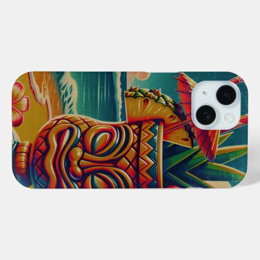 ヴィンテージトロピカルティキアンブレラドリンクルアウ（ハワイ式宴会）パーティー Case-Mate iPhoneケース (裏面 (横))