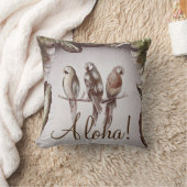 ヴィンテージトロピカルティキバードパロッツ&葉シック クッション (ブランケット)