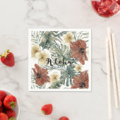 ヴィンテージトロピカルハイビスカスプルメリアフローラアロハ スタンダードカクテルナプキン (インサイチュ)