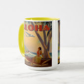 ヴィンテージトロピカルハワイアロハ マグカップ (正面左)