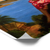 ヴィンテージトロピカルハワイアンシー飛行機パームツリー ポスター (角)