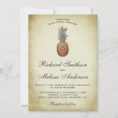 ヴィンテージトロピカルパイナップルウェディング招待状 招待状 (正面)