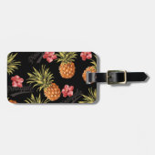 ヴィンテージトロピカルパイナップルハイビスカストラベルラベル ラゲッジタグ (正面横)