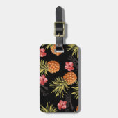 ヴィンテージトロピカルパイナップルハイビスカストラベルラベル ラゲッジタグ (正面縦)