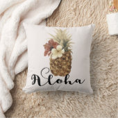 ヴィンテージトロピカルパイナップルハイビスカスフローラアロハ クッション (ブランケット)
