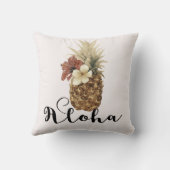 ヴィンテージトロピカルパイナップルハイビスカスフローラアロハ クッション (裏面)
