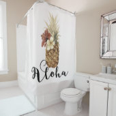 ヴィンテージトロピカルパイナップルハイビスカスフローラアロハ シャワーカーテン (インサイチュ)