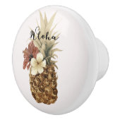 ヴィンテージトロピカルパイナップルハイビスカスフローラアロハ セラミックノブ (右)