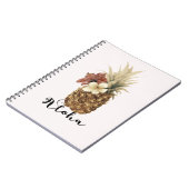 ヴィンテージトロピカルパイナップルハイビスカスフローラアロハ ノートブック (左側)