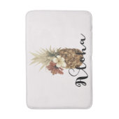 ヴィンテージトロピカルパイナップルハイビスカスフローラアロハ バスマット (正面縦)