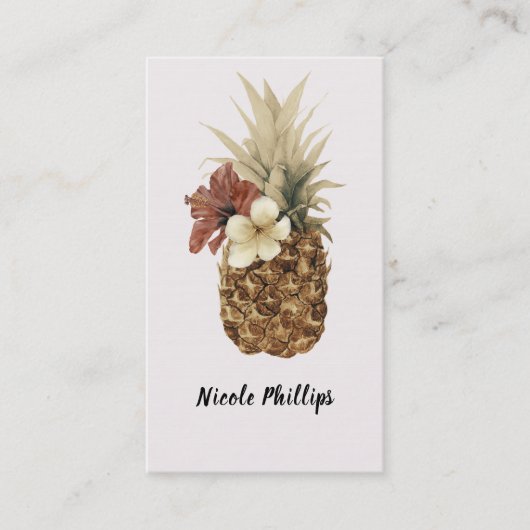 ヴィンテージトロピカルパイナップルハイビスカスフローラ 名刺 (正面)