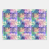 ヴィンテージトロピカルパームツリーコラージュ ラッピングペーパーシート (正面3)