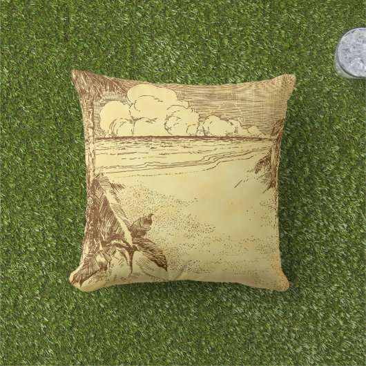 ヴィンテージトロピカルパームツリービーチブ素朴ランズ アウトドアクッション (芝生)