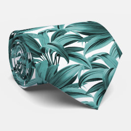 ヴィンテージトロピカルパームボタニカルウォーターティール(緑がかった色) ネクタイ