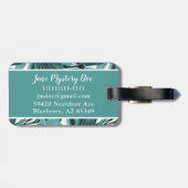 ヴィンテージトロピカルパームボタニカルウォーターティール（緑がかった色） ラゲッジタグ (裏面横)