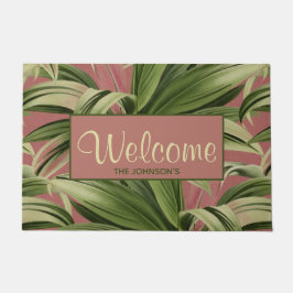 ヴィンテージトロピカルパームボタニカルウォーターバラ ドアマット