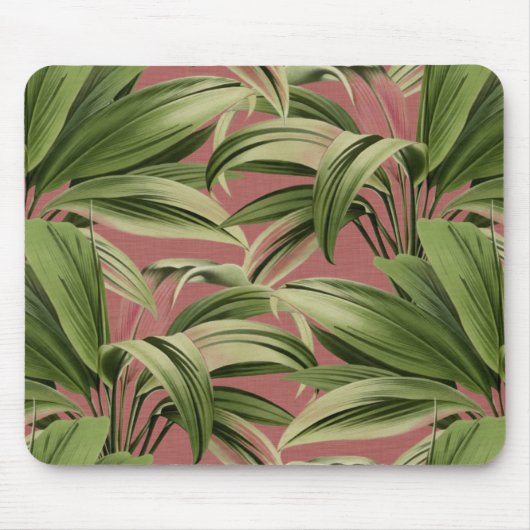 ヴィンテージトロピカルパームボタニカルウォーターバラ マウスパッド (正面)