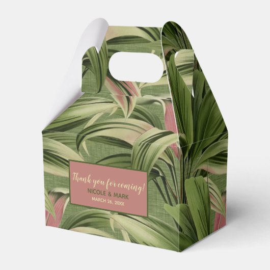 ヴィンテージトロピカルパーム植物水彩グリーン フェイバーボックス (正面サイド)