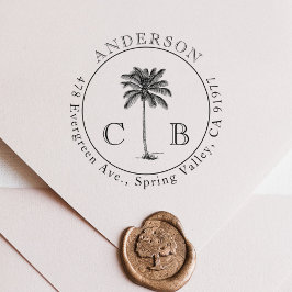 ヴィンテージトロピカルパ結婚ームズモノグラム&アドレス セルフインキングスタンプ