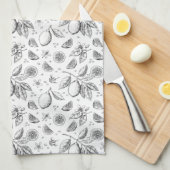ヴィンテージトロピカルフルーツレモン花柄 キッチンタオル (四つ折り)