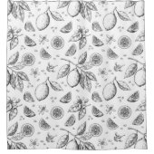 ヴィンテージトロピカルフルーツレモン花柄 シャワーカーテン (正面)