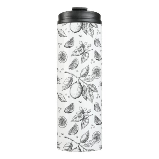 ヴィンテージトロピカルフルーツレモン花柄 タンブラー (正面)