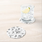 ヴィンテージトロピカルフルーツレモン花柄 ラウンドペーパーコースター (インサイチュ)