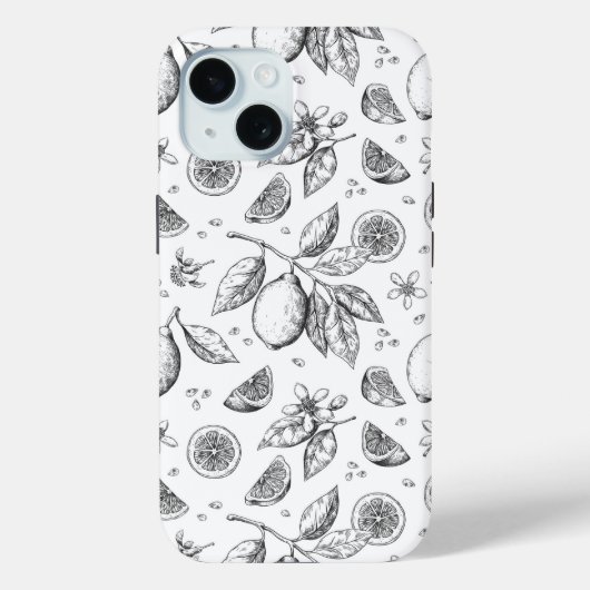 ヴィンテージトロピカルフルーツレモン花柄 Case-Mate iPhoneケース (裏面)