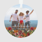 ヴィンテージトロピカルメレカリキマカのクリスマスフォト オーナメント (裏面)