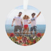 ヴィンテージトロピカルメレカリキマカのクリスマスフォト オーナメント (正面)