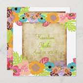 ヴィンテージトロピ結婚カルの背景を追加 招待状 (正面/裏面)