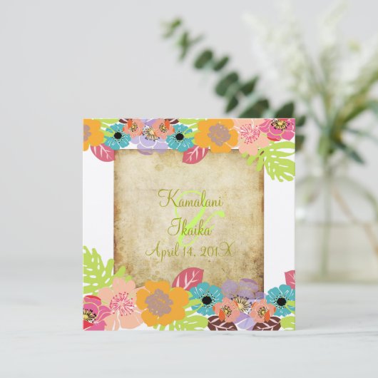 ヴィンテージトロピ結婚カルの背景を追加 招待状 (スタンド正面)