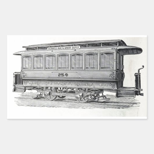 ヴィンテージトロリーシール 長方形シール (正面)