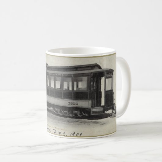 ヴィンテージトロリーマグ – Sip and Transport Back コーヒーマグカップ (正面右)