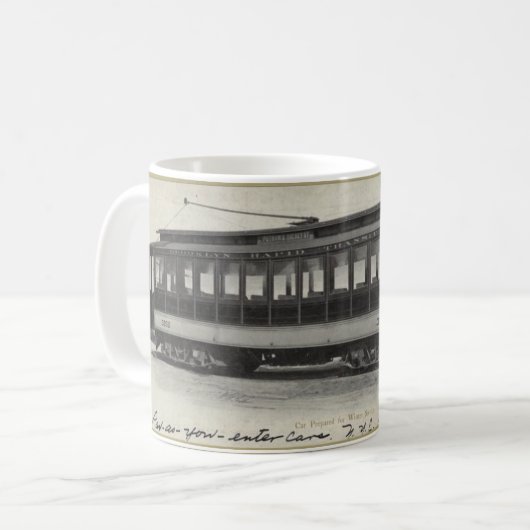 ヴィンテージトロリーマグ – Sip and Transport Back コーヒーマグカップ (正面左)