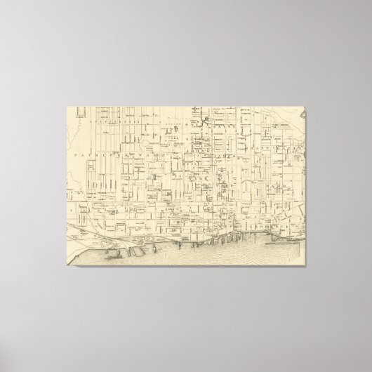 ヴィンテージトロント・カナダの地図（1880年） キャンバスプリント (正面)