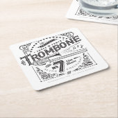ヴィンテージトロンボーン紙コースター スクエアペーパーコースター (アングル)