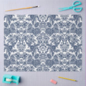 ヴィンテージトワールフローラネイビーブルーホワイトデカップアート 薄葉紙 (クラフト)