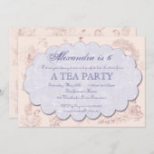 ヴィンテージトワール誕生日ティーパーティの招待状 招待状 (正面/裏面)