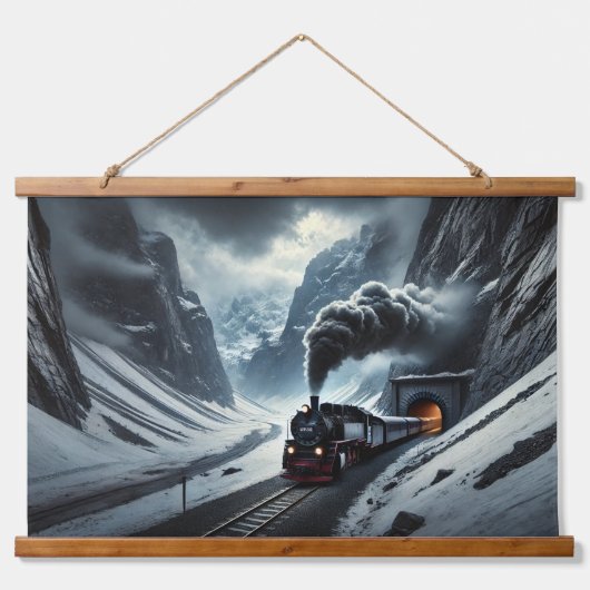 ヴィンテージトンネルを抜ける蒸気機関車 吊り下げ型タペストリー (正面)
