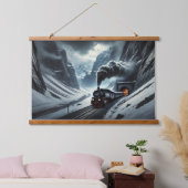 ヴィンテージトンネルを抜ける蒸気機関車 吊り下げ型タペストリー (寝室)