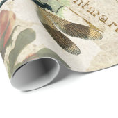 ヴィンテージトンボとバラの分離 ラッピングペーパー (ロールコーナー)