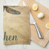 ヴィンテージトンボと名前をカスタムする/モノグラム キッチンタオル (四つ折り)