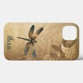 ヴィンテージトンボと名前をカスタムする/モノグラム Case-Mate iPhoneケース (裏面 (横))