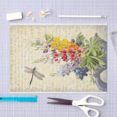 ヴィンテージトンボと花束の切り離し 薄葉紙 (クラフト)