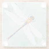 ヴィンテージトンボの色あせたフローラ背景 ガラスコースター (裏面)