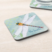 ヴィンテージトンボの色あせたフローラ背景 コースター (左側)