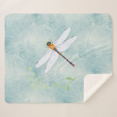 ヴィンテージトンボの色あせたフローラ背景 シェルパブランケット (正面(横))